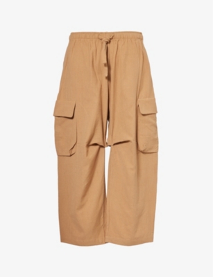 KARTIK RESEARCH: Cargo slip-pocket wide-leg relaxed-fit cotton trousers