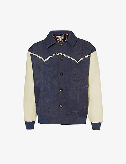 KARTIK RESEARCH: Varsity mirror-embellished cotton jacket
