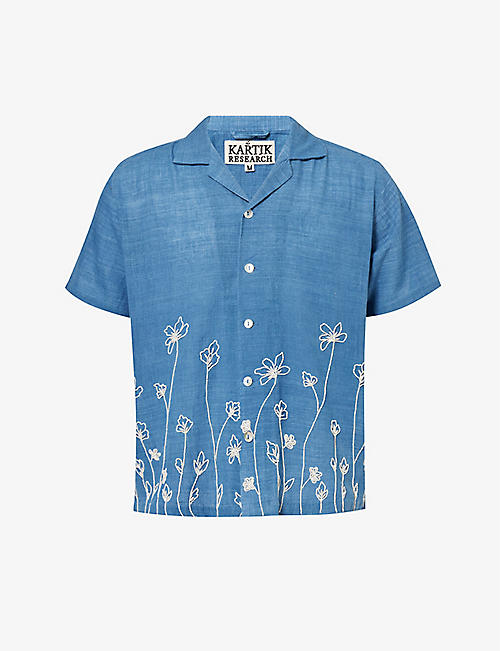 KARTIK RESEARCH: Floral-pattern regular-fit cotton shirt