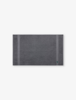 Ralph Lauren Barclay Heather Barclay Logo-embroidered Cotton Bath Mat 55cm X 90cm In Gray