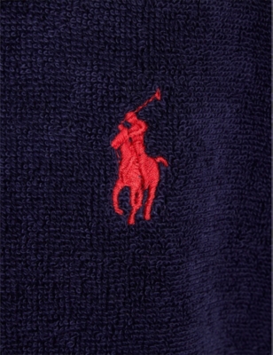 POLO RALPH LAUREN WOMENS RALPH LAUREN HOME LOGO-EMBROIDERED RELAXED-FIT COTTON BATHROBE 