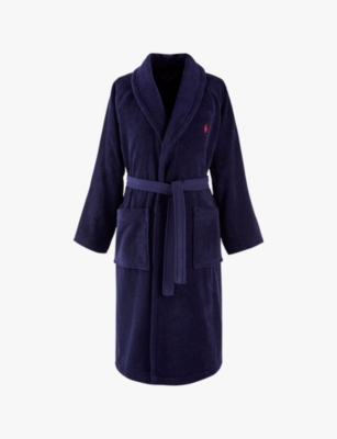 RALPH LAUREN HOME Logo embroidered relaxed fit cotton bathrobe Selfridges