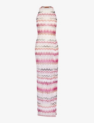 MISSONI: Chevron split-hem knitted maxi dress
