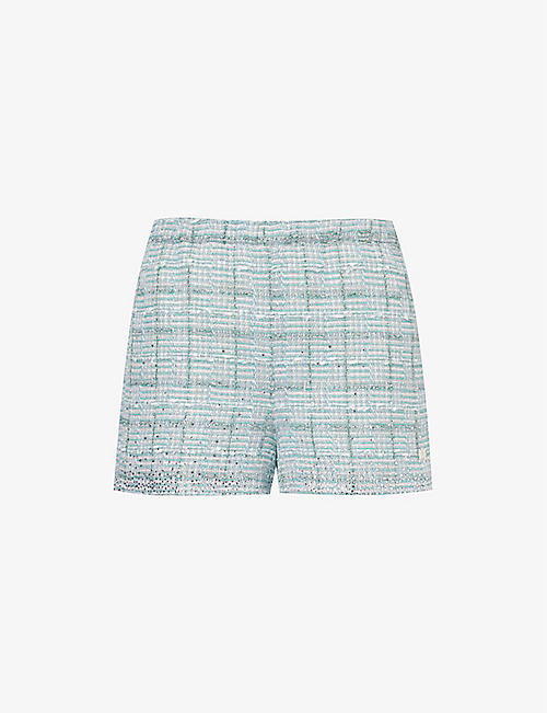 AMIRI: Bouclé-texture mid-rise cotton-blend shorts