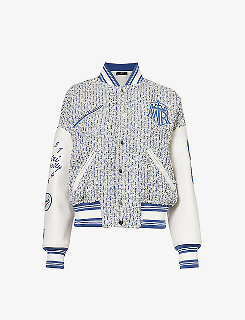 AMIRI: Brand-embroidered bouclé-texture cotton-blend jacket