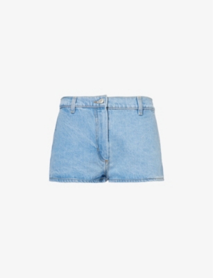 Shop Magda Butrym Women's Blue Straight-leg Mid-rise Denim Shorts