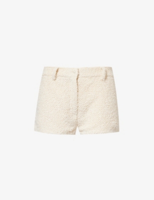 Shop Magda Butrym Women's Cream Straight-leg Mid-rise Woven Shorts
