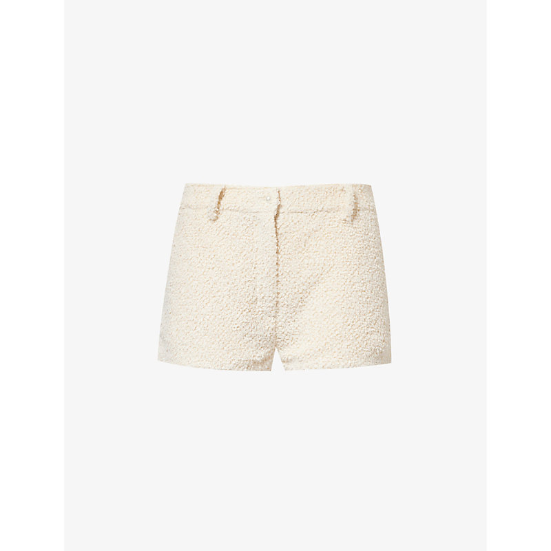 Shop Magda Butrym Women's Cream Straight-leg Mid-rise Woven Shorts