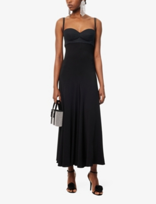 Shop Magda Butrym Women's Black Bow-embellished Stretch-woven Maxi Dress