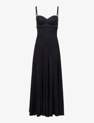 Shop Magda Butrym Women's Black Bow-embellished Stretch-woven Maxi Dress