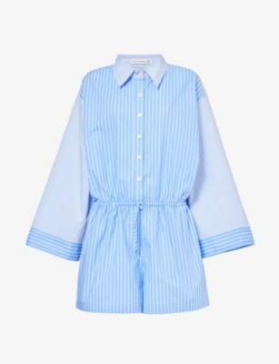 Faithfull The Brand Capaci Striped Cotton Romper In Barati Strp W Pelos Strp