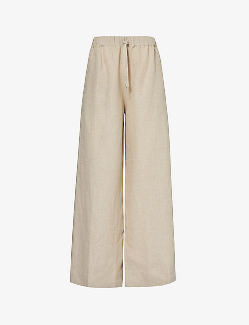 FAITHFULL THE BRAND: Conigli drawstring-waist high-rise wide-leg linen trousers