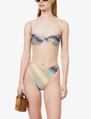 Shop Faithfull The Brand Stefania Graphic-print Bikini Top In Cervia Stripe
