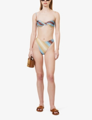 Shop Faithfull The Brand Women's Cervia Stripe Civita Graphic-pattern Bikini Bottoms