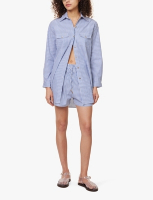 Melissa Odabash Womens Vy Stripe Francesca Striped Cotton Cover-up In Navy Stripe