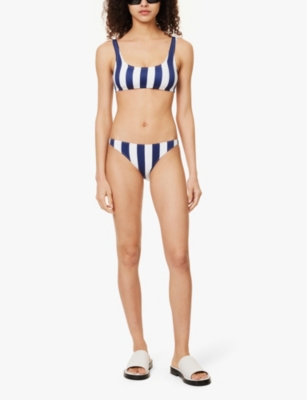 Shop Melissa Odabash Womens Navy Stripe Ponza Striped Bikini Bottoms