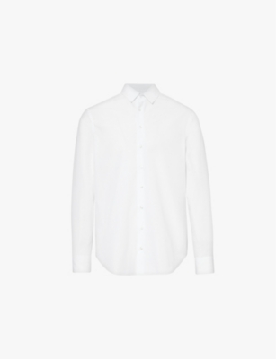 GIORGIO ARMANI: Long-sleeved slim-fit cotton-poplin shirt