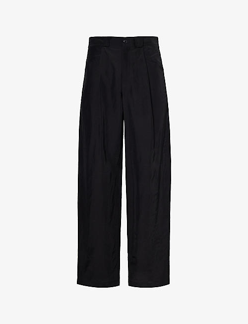 GIORGIO ARMANI: Relaxed-fit straight-leg woven-blend trousers