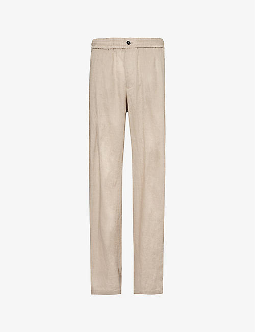 GIORGIO ARMANI: Relaxed-fit high-rise tapered-leg linen trousers
