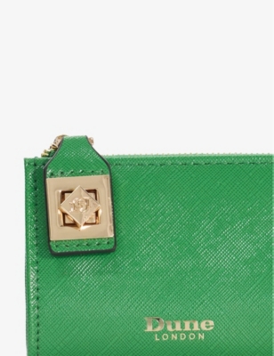 Shop Dune Women's Green-plain Synthetic Koined Turnlock Faux-leather Cardholder