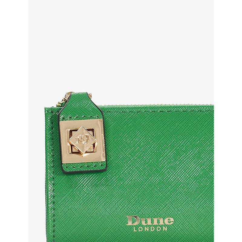 Shop Dune Women's Green-plain Synthetic Koined Turnlock Faux-leather Cardholder