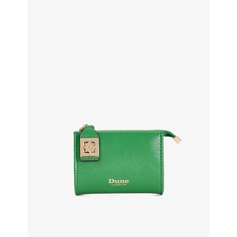 Dune Womens Green-plain Synthetic Koined Turnlock Faux-leather Cardholder