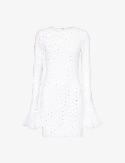 ROTATE BIRGER CHRISTENSEN: Pearl-embellished recycled-polyester mini dress