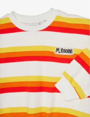 Shop Mini Rodini Boys Multi Kids Stripe-print Branded Organic-cotton Sweatshirt 1.5-11 Years