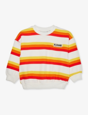 MINI RODINI: Stripe-print branded organic-cotton sweatshirt 1.5-11 years