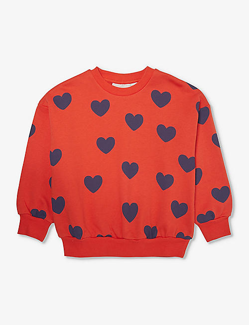 MINI RODINI: Heart-print relaxed-fit organic-cotton sweatshirt 1.5-11 years
