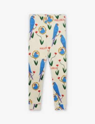 Shop Mini Rodini Boyskids Parrots Graphic-print Organic-cotton Leggings 1.5-7 Years In Multi