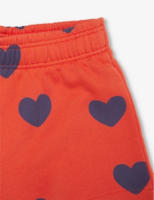Shop Mini Rodini Girls Red Kids Hearts Graphic-print Organic-cotton Shorts 1.5-11 Years
