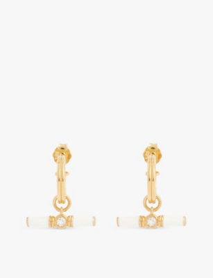 V BY LAURA VANN: Dyllan 18ct yellow gold-plated vermeil recycled sterling-silver and white topaz hoop earrings