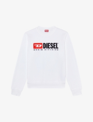 Shop Diesel Men's 100 S-ginn-div Logo-appliqué Cotton-jersey Sweatshirt