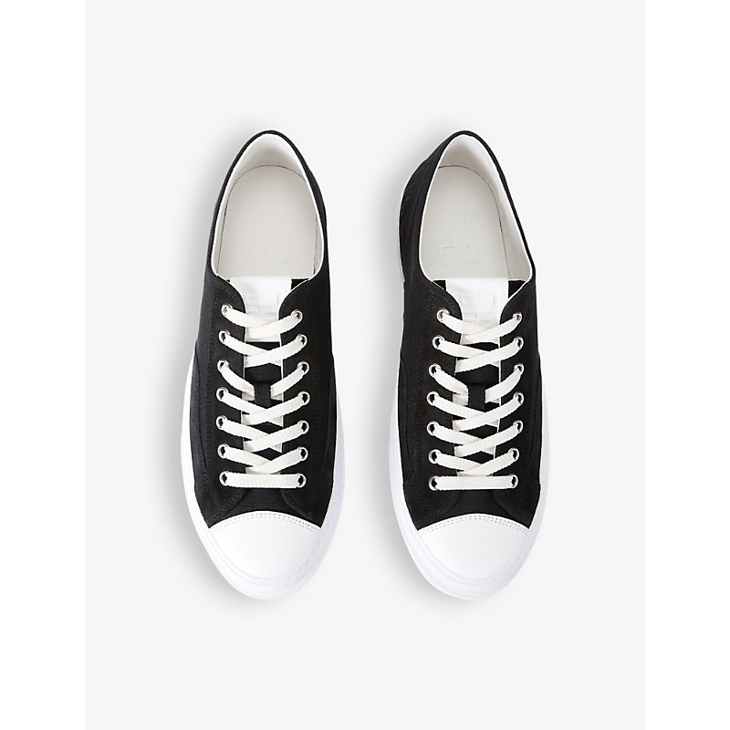 Shop Givenchy Men's Black City Contrast-sole Leather Low-top Trainers
