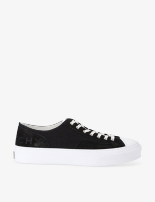 Shop Givenchy Mens Black City Contrast-sole Leather Low-top Trainers