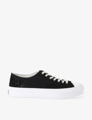 Shop Givenchy Men's Black City Contrast-sole Leather Low-top Trainers