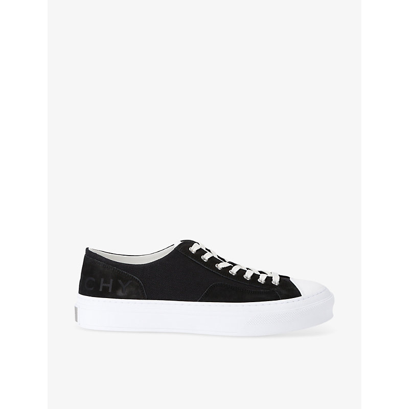 Shop Givenchy Men's Black City Contrast-sole Leather Low-top Trainers
