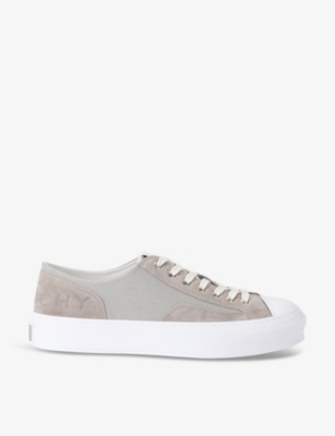 Shop Givenchy Men's Grey City Contrast-sole Leather Low-top Trainers