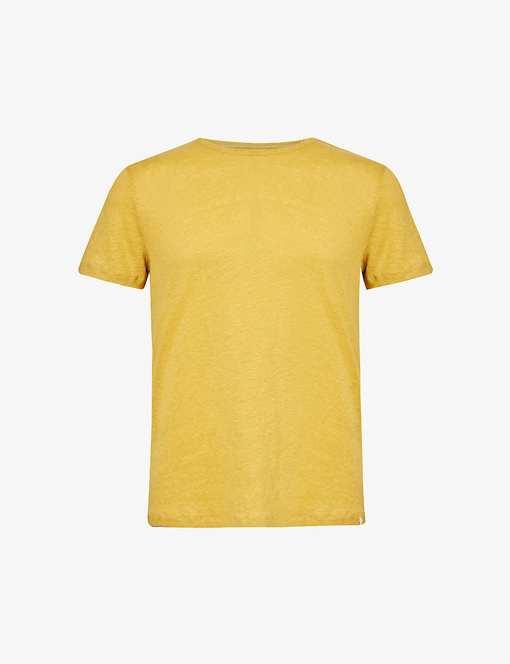 Derek Rose Mens Yellow Jordan Short-sleeved Linen T-shirt