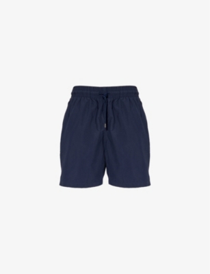 Shop Derek Rose Men's Navy Aruba Brand-tab Swim Shorts