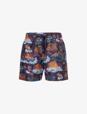 Shop Derek Rose Men's Multi-coloured Maui Graphic-print Swim Shorts