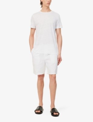 Shop Derek Rose Men's White Jordan Short-sleeved Linen T-shirt