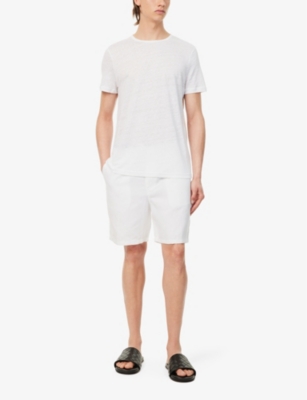 Derek Rose Mens White Jordan Short-sleeved Linen T-shirt In White