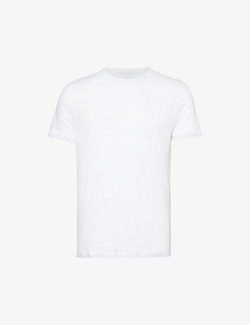 DEREK ROSE: Jordan short-sleeved linen T-shirt