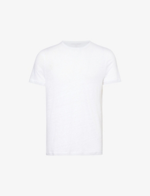 Shop Derek Rose Men's White Jordan Short-sleeved Linen T-shirt