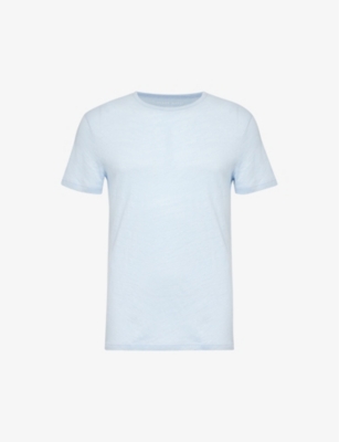 Shop Derek Rose Men's Blue Jordan Short-sleeved Linen T-shirt