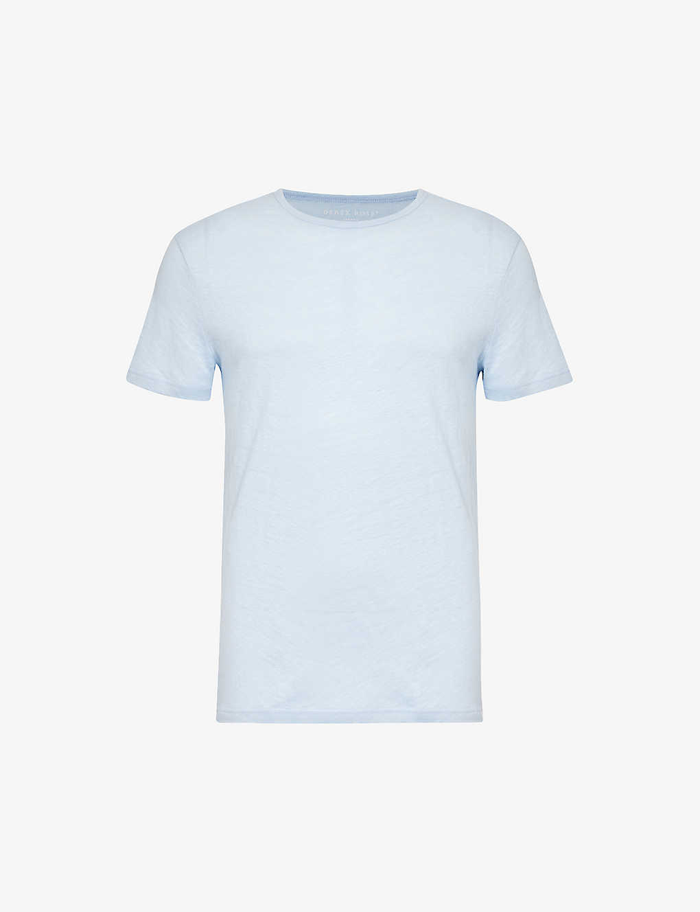 Derek Rose Mens Blue Jordan Short-sleeved Linen T-shirt