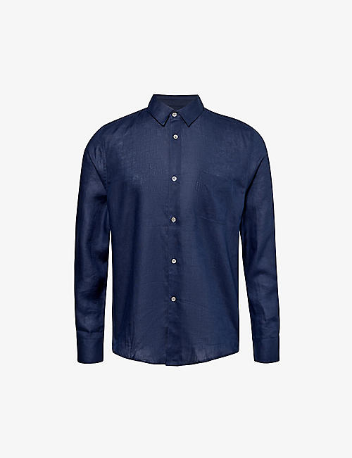 DEREK ROSE: Monaco regular-fit linen shirt