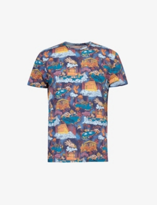 Shop Derek Rose Mens Multi-coloured Robin Graphic-print Cotton-jersey T-shirt